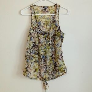 Lovely Lily White green floral sleeveless top